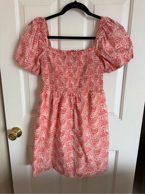J. Crew Pink Paisley puff sleeves mini dress